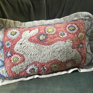 JACK RABBIT Rug pattern for hooking or punch needle.  Comes in 2 sizes: 8&quot; x 15&quot; or 12&quot; x 20&quot;.  Foundation cloth choices at checkout.