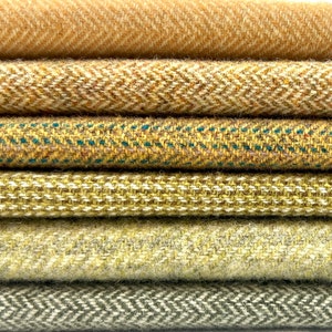 Bundle #25.  100% Wool Fabric ~ Appliqué and  Rug Hooking ~ 6 Panels  8&quot;x14&quot; each ~ Washed and Felted.