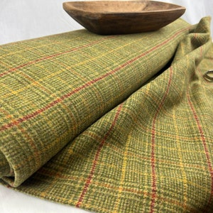 Wool Fabric By The Yard - F - Maroon, Cream, & Green Plaid