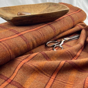 Yardage BIG ORANGE PLAID Wool Fabric by the Yard ~ Medium to Heavy weight 16oz. yard ~  58&quot; Wide