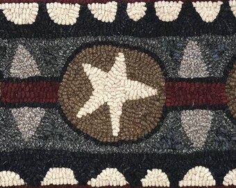 PATRIOTIC STAR RUNNER Rug Pattern for Hooking or Punch Needle. 10
