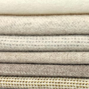 Bundle #19 - 100% Wool Fabric, Appliqué, Quilting,  Rug Hooking (6) 8&quot;x14&quot; each (672 sq. inches), Washed and ready to use.
