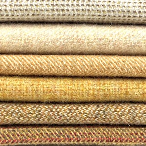 Bundle #12  100% Wool Fabric ~ Appliqué and  Rug Hooking ~ 6 Panels  8&quot;x14&quot; each ~ Washed ready for your next project.
