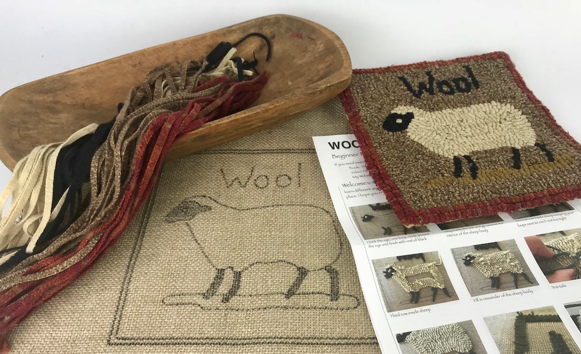 EASY Rug Hooking Kit for Beginners WOOL 8 x 8 on Etsy