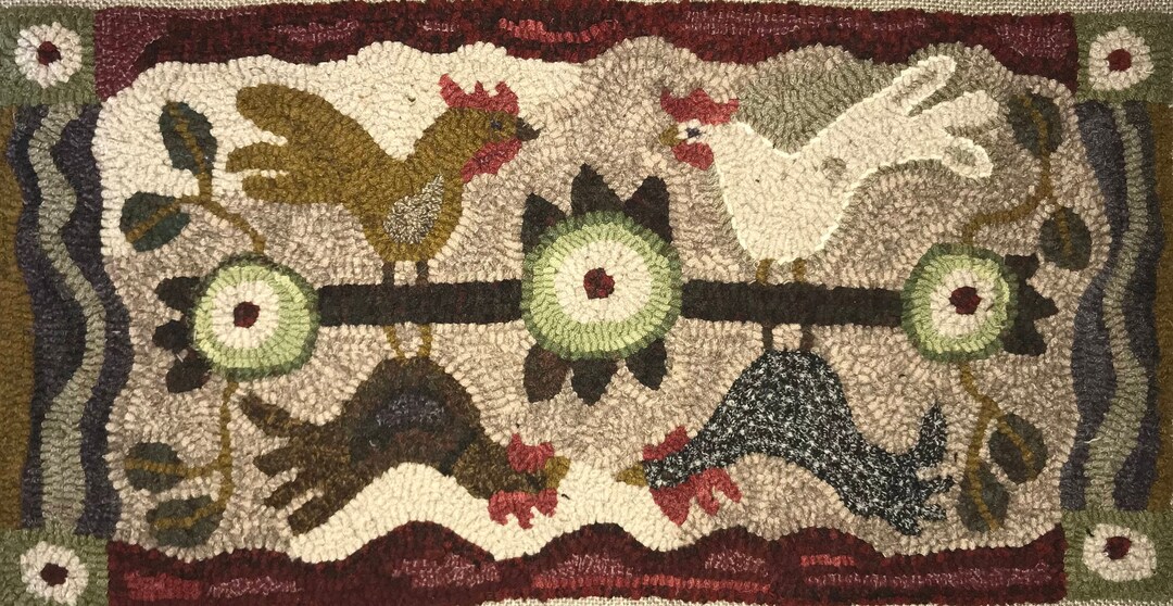 BARNYARD CHICKS Rug Pattern for Rug Hooking and Punch Needle. 12