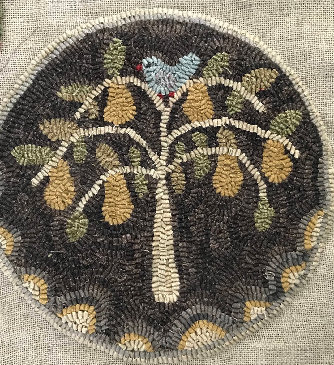 Rug Pattern: PARTRIDGE in a PEAR TREE Rug Hooking or Punch Needle ...