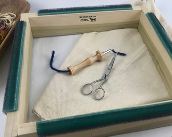 Rug Hooking Supplies:  PUNCH NEEDLE FRAME ~ Table Top or Lap ~ Great for holding cloth in place. Outer 14"x14"  Inside 12" x 12"