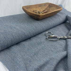 Yardage BLUE TICKING Wool Fabric by the Yard ~ Medium weight 13oz. yard ~  58&quot; Wide
