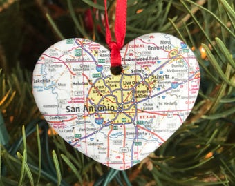 San Antonio Map Ornament