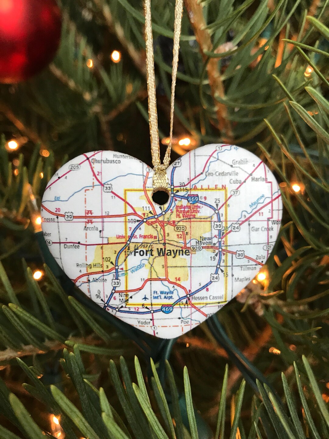 Fort Wayne Map Ornament Etsy