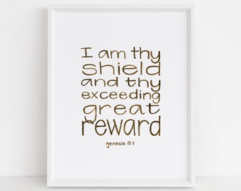 I Am Thy Shield - Genesis 15:1 - Watercolor Scripture Wall Art