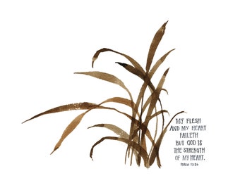 Psalm 73:26 - My Heart And Flesh Faileth - Wall Art - Scripture - Plant