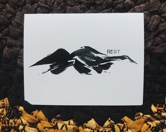 Rest - Mountain Scene - Abstract - Japanese - Wall Art