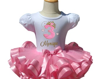 Princess Pink Ribbon Trim Tutu Outfit