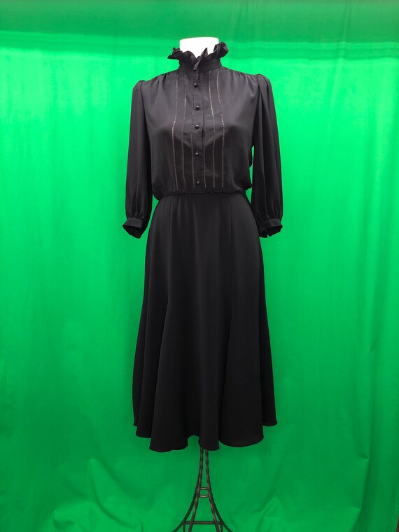 Vtg Albert Nipon Boutique 8 Black Midi Ruffle Coll