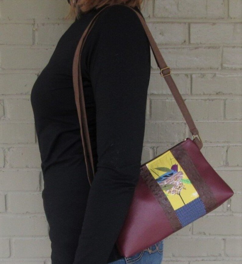 Small Vegan Leather Crossbody Bag Burgundy vegan leather Etsy