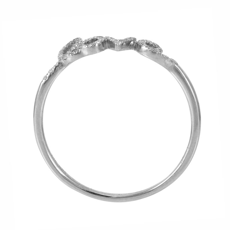 0.10ct Round Diamonds in 14K White Gold Scribed Word LOVE Statement Stackable Ring