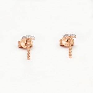 0.06ct Diamonds in 14k Rose Gold Screw Nail Stud Earrings