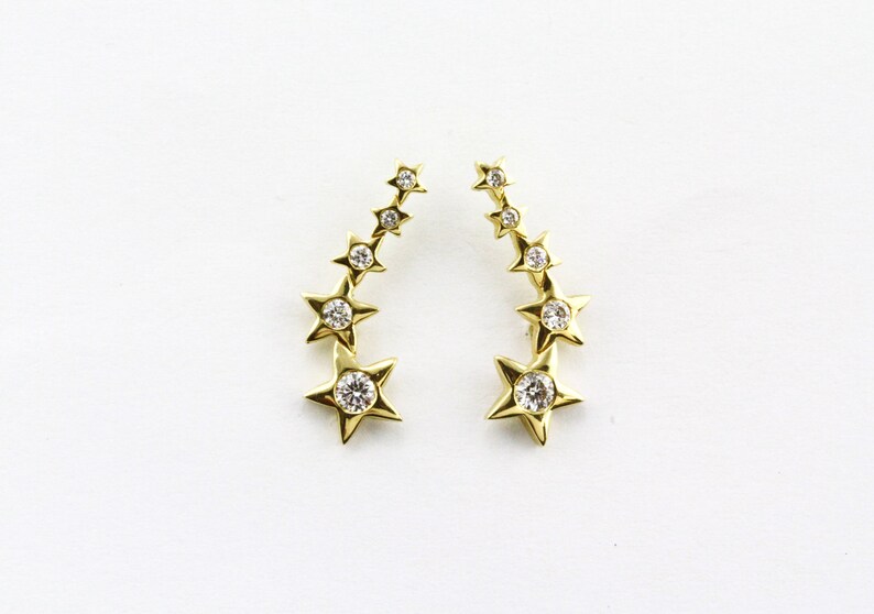 0.25ct Diamond in 14K Yellow Gold Star Climber Earrings