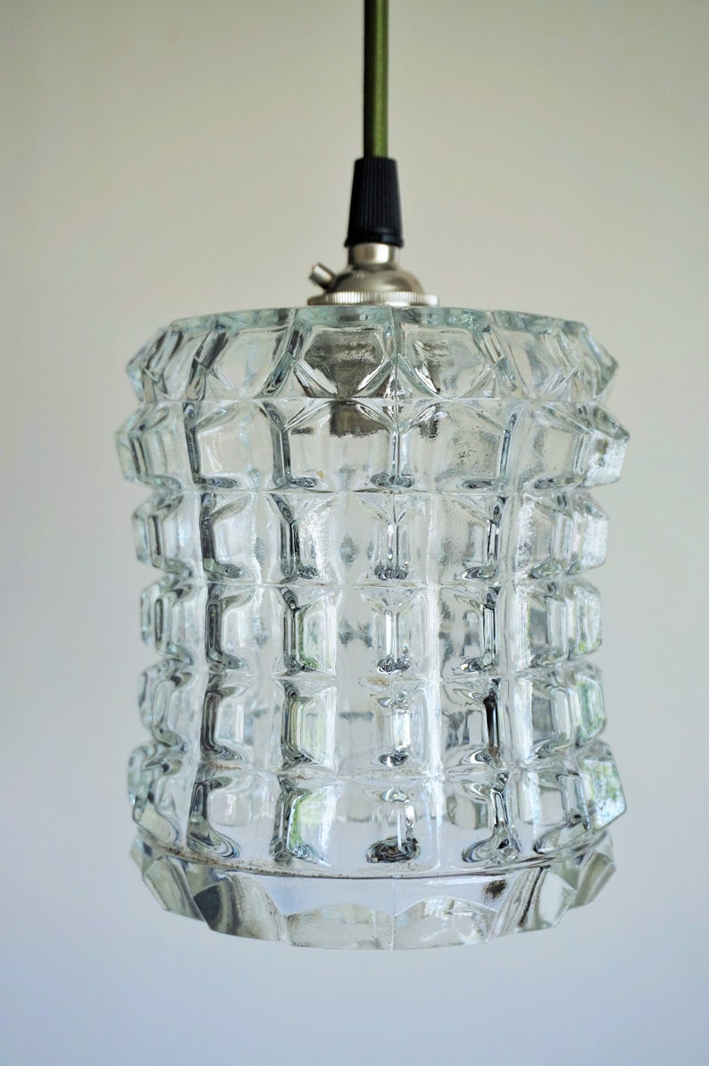 Vintage Glass Pendant Light // Original Glass Shade Light // Etsy