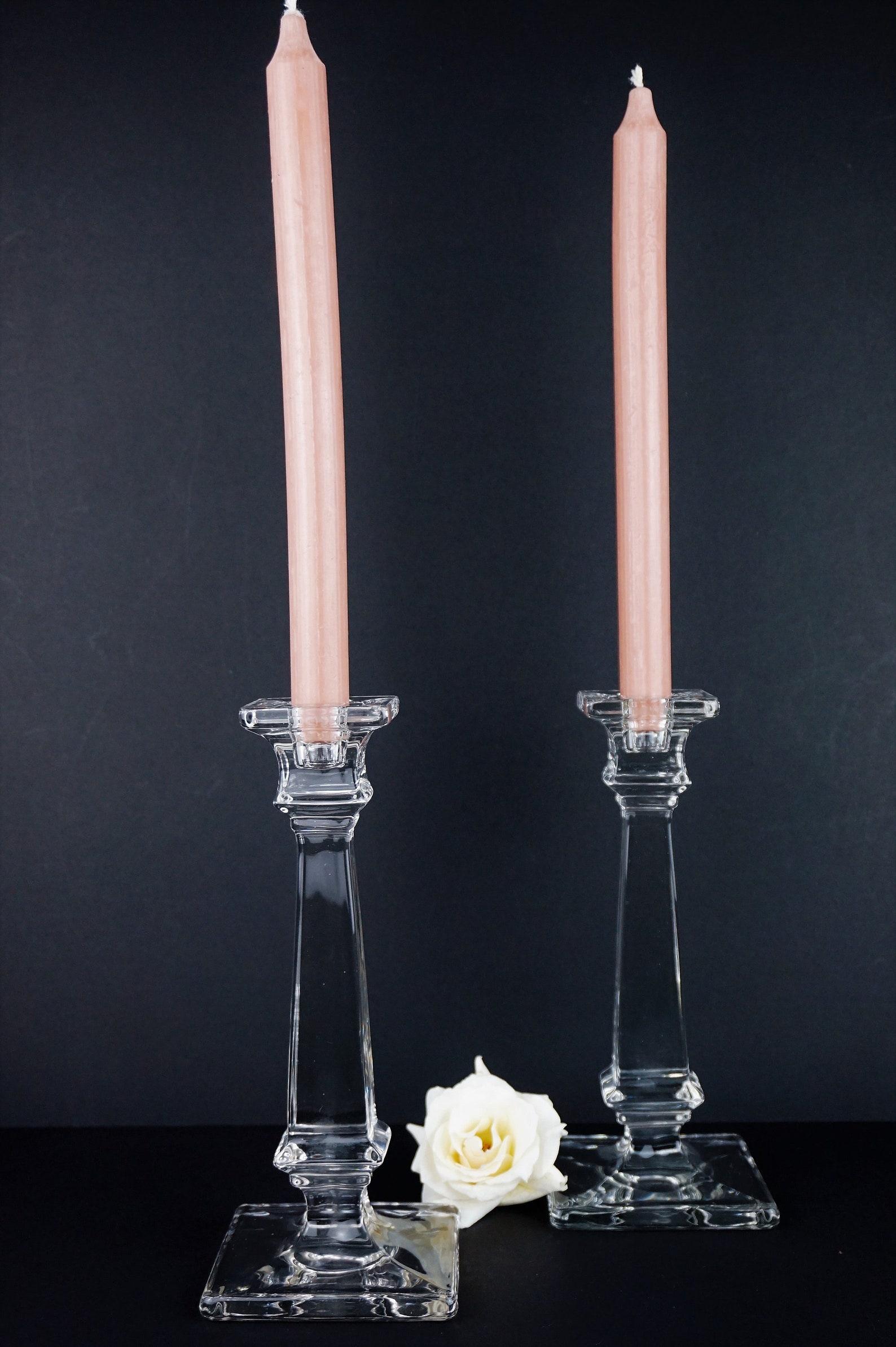 Vintage Art Deco Glass Candlesticks // Tall Glass Candlesticks Etsy