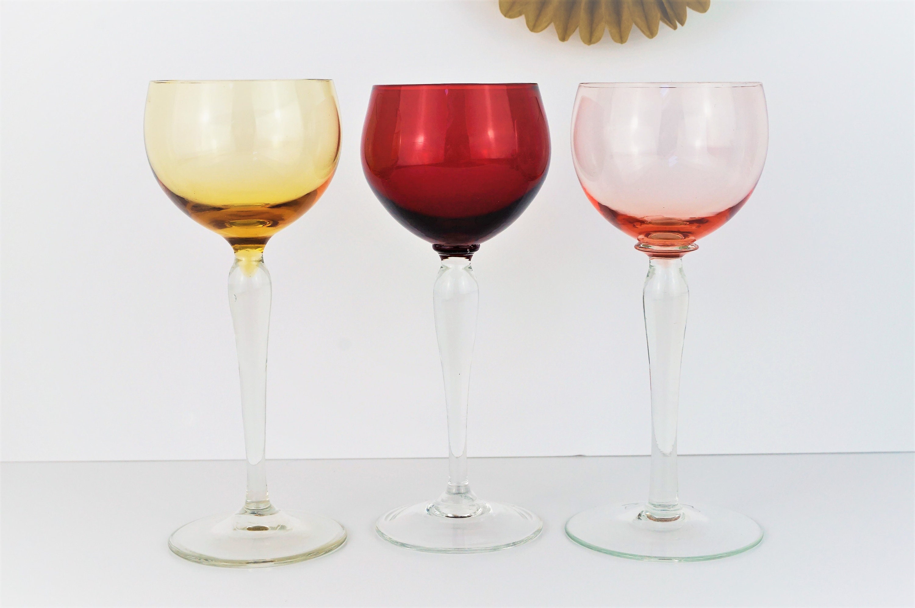 retro coloured wine glasses