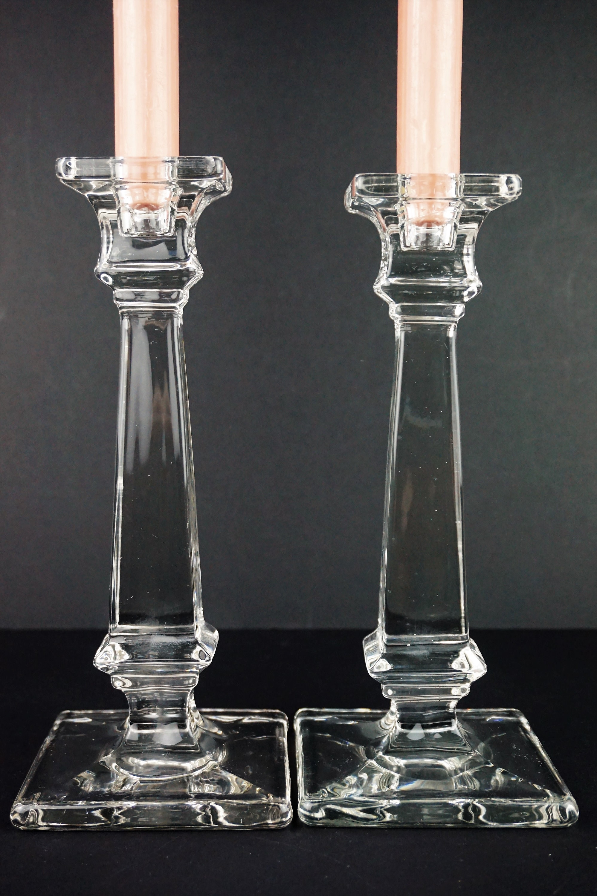 Vintage Art Deco Glass Candlesticks // Tall Glass Candlesticks Etsy
