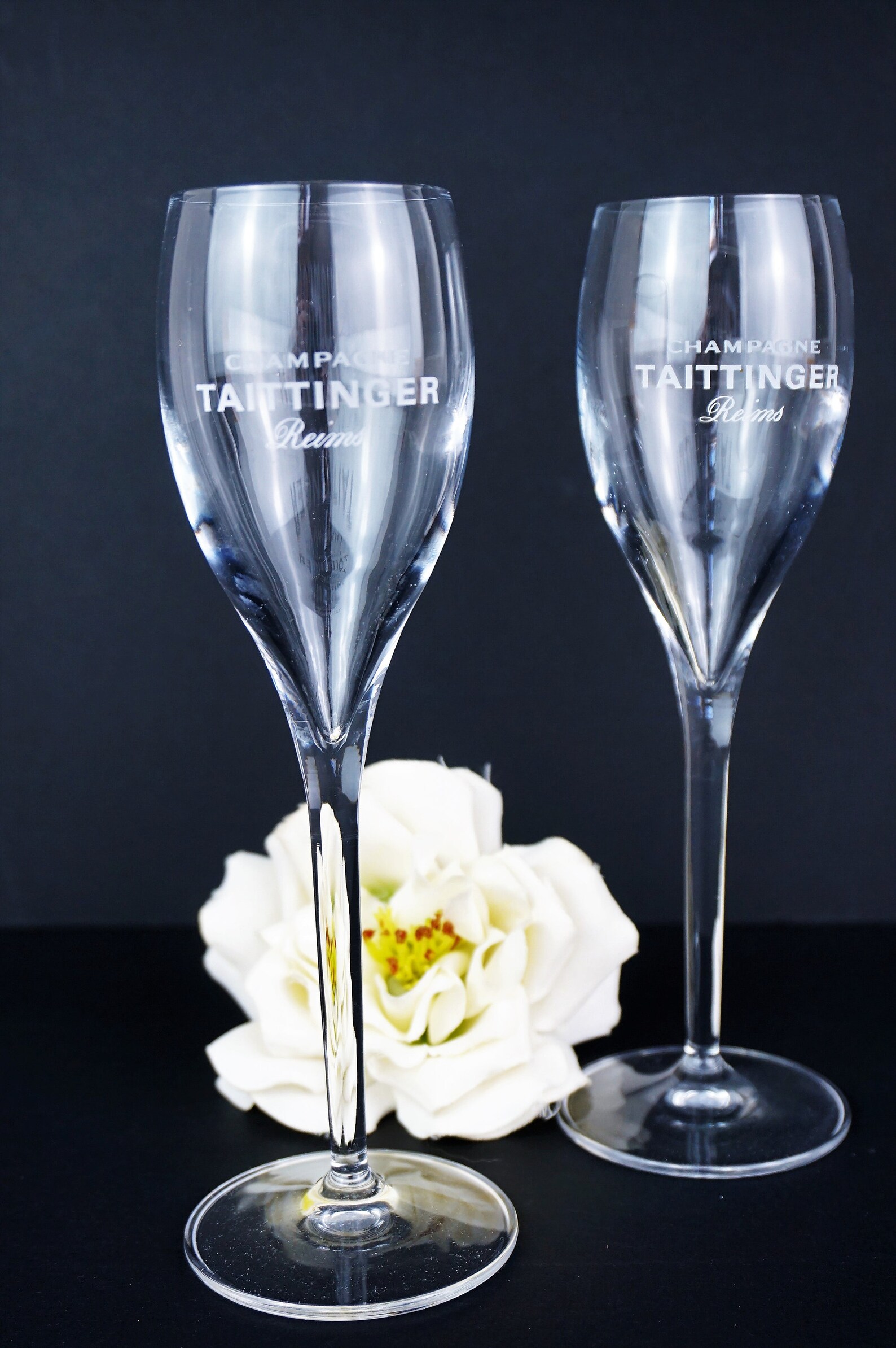 Taittinger Champagne Flutes // Vintage Champagne Flutes // Etsy