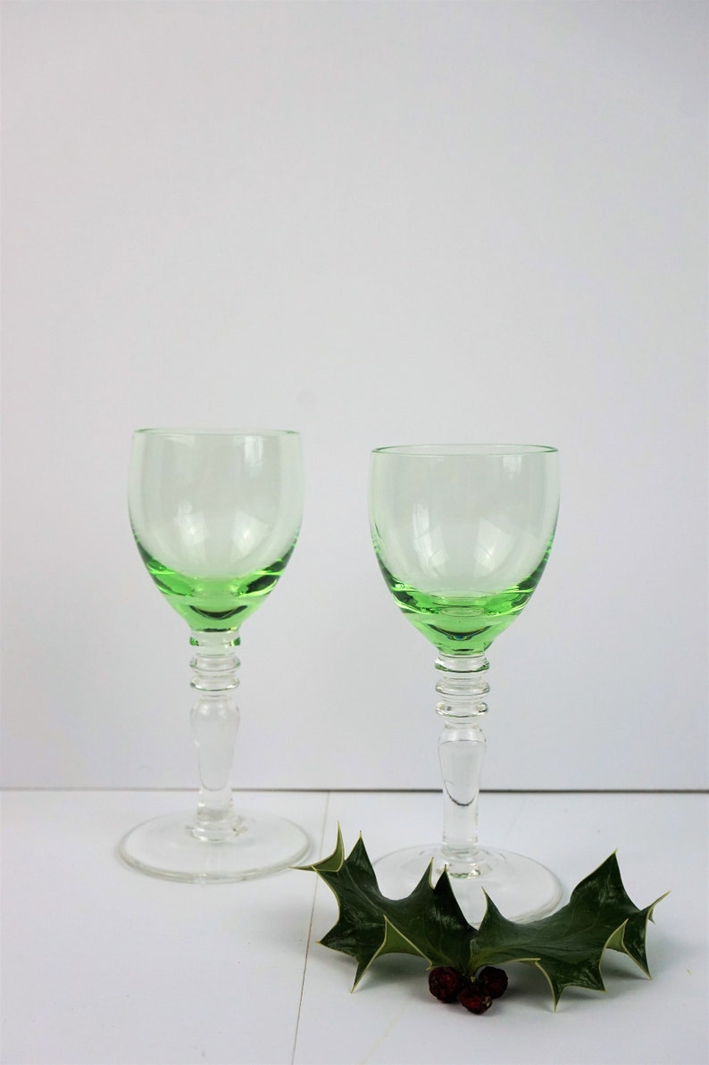 Green Vintage Glasses // Pair of Aperitif Glasses // Vintage Etsy UK