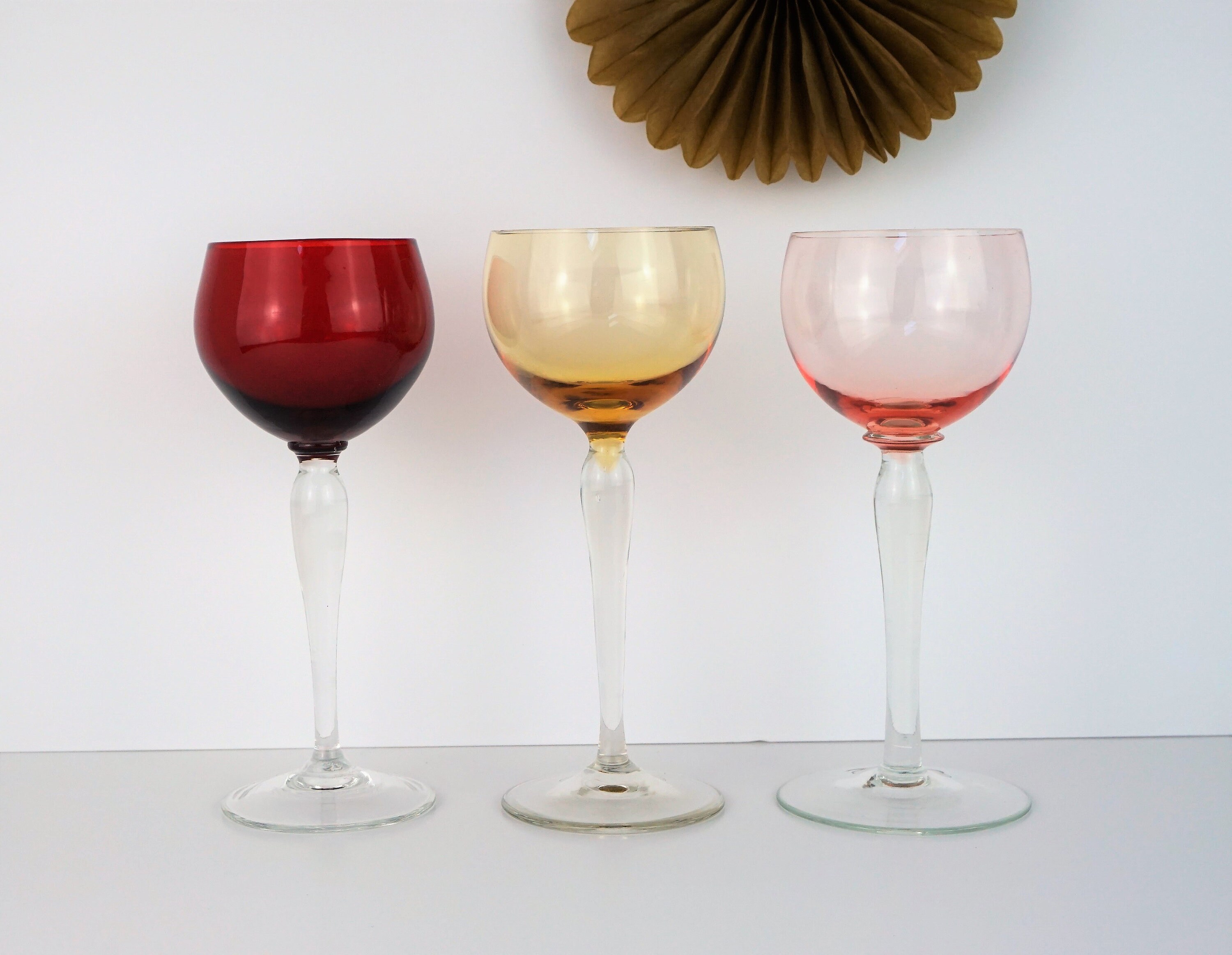 retro coloured wine glasses
