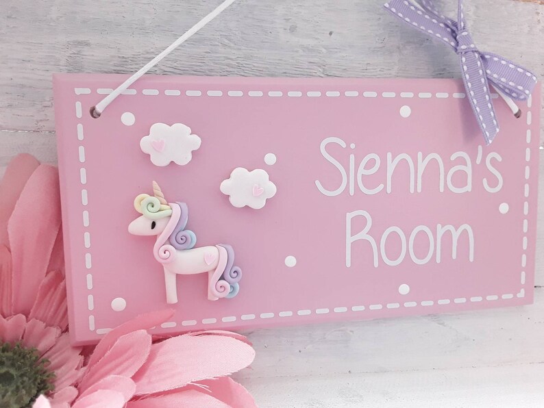 Cute Unicorn Plaque Girls Hanging Paper Sign For Bedroom
