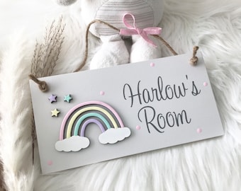 Personalised Pastel Rainbow Name Plaque, Nursery Decor