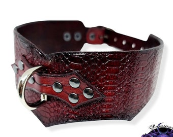 Choker, real leather, embossed, dragon scales, gothic, snake, Real Leather, choker, Dragonskin, embossed, gothic, d-ring, vampire