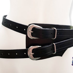 Double belt, real leather, thick, simple, 1 inch wide, belt buckles, mode accessory, theif, adventurer, Larp