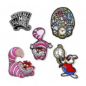 Toppa in tessuto ricamata, cappello, pazzo, film, animazione, coniglio, bestia, gatto, orologio, Marte, applicazione termoadesiva, colla, artigianato, distintivo