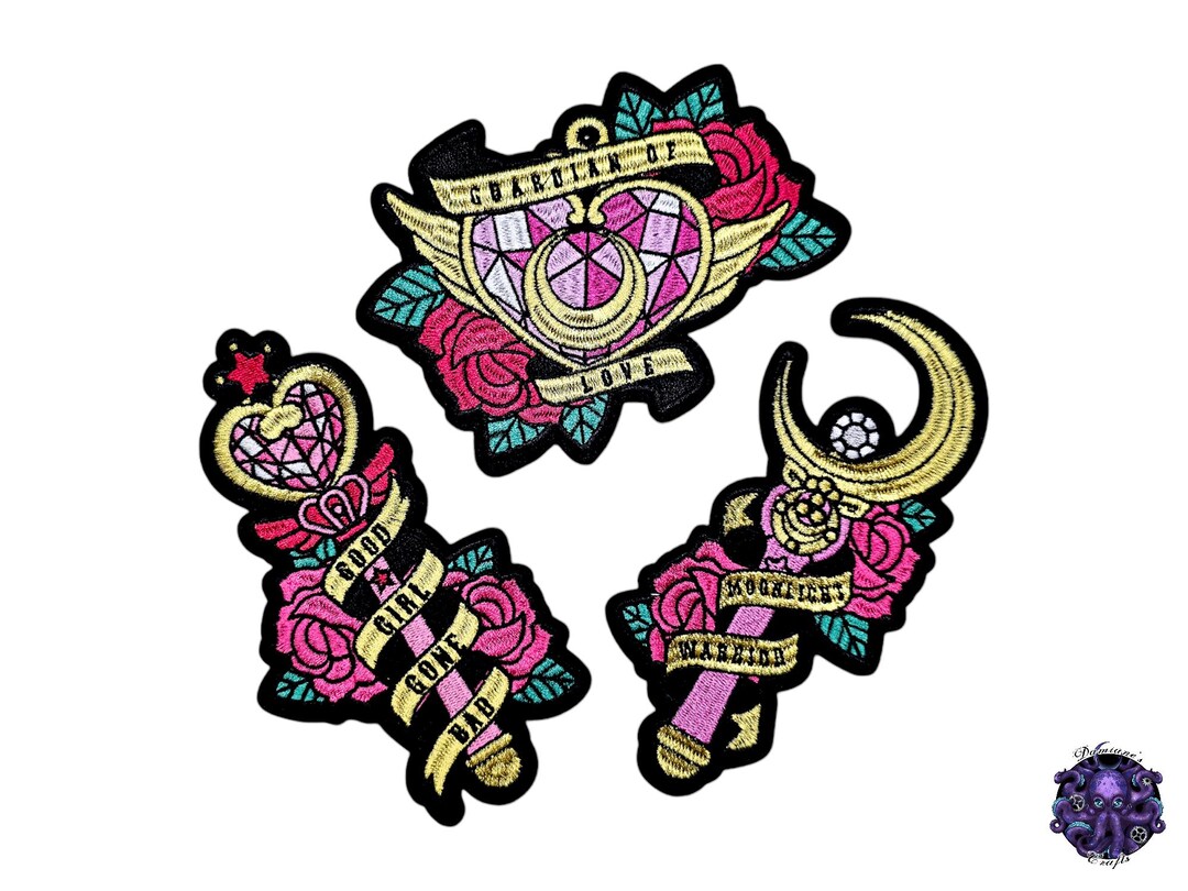 Embroidered Fabric Patch, Badge, LARGE, Sailor, Kawai, Moon, Chibi