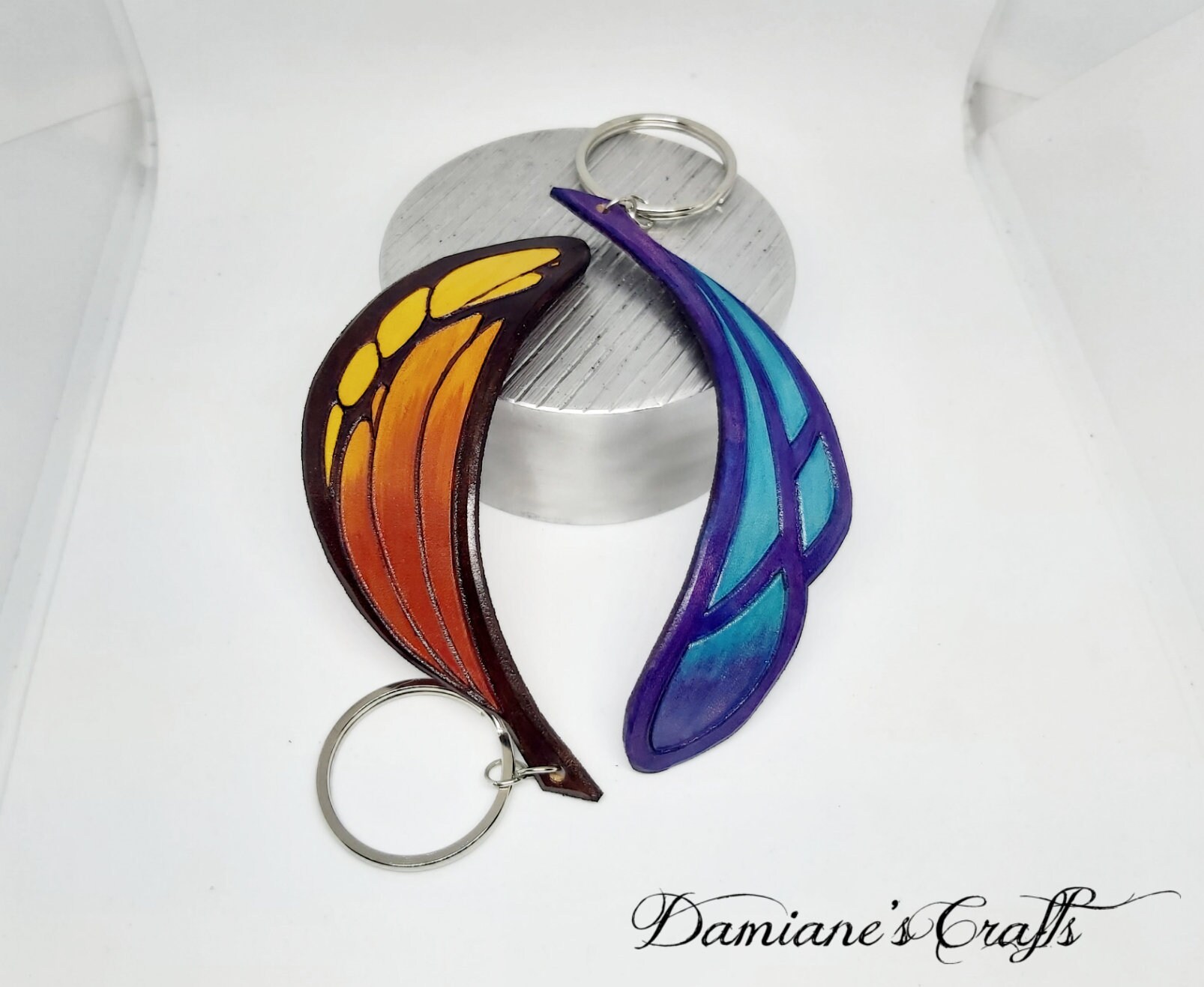 とっておきし新春福袋 Elderwood, Genuine Leather Keychain, Engraved, Feather ストラップ