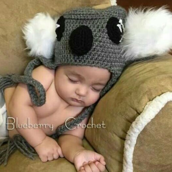 Koala bear crochet hat