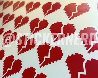 8 Bit Broken Heart Sticker Pack: 42 Vinyl Decals - JDM KDM Tuner