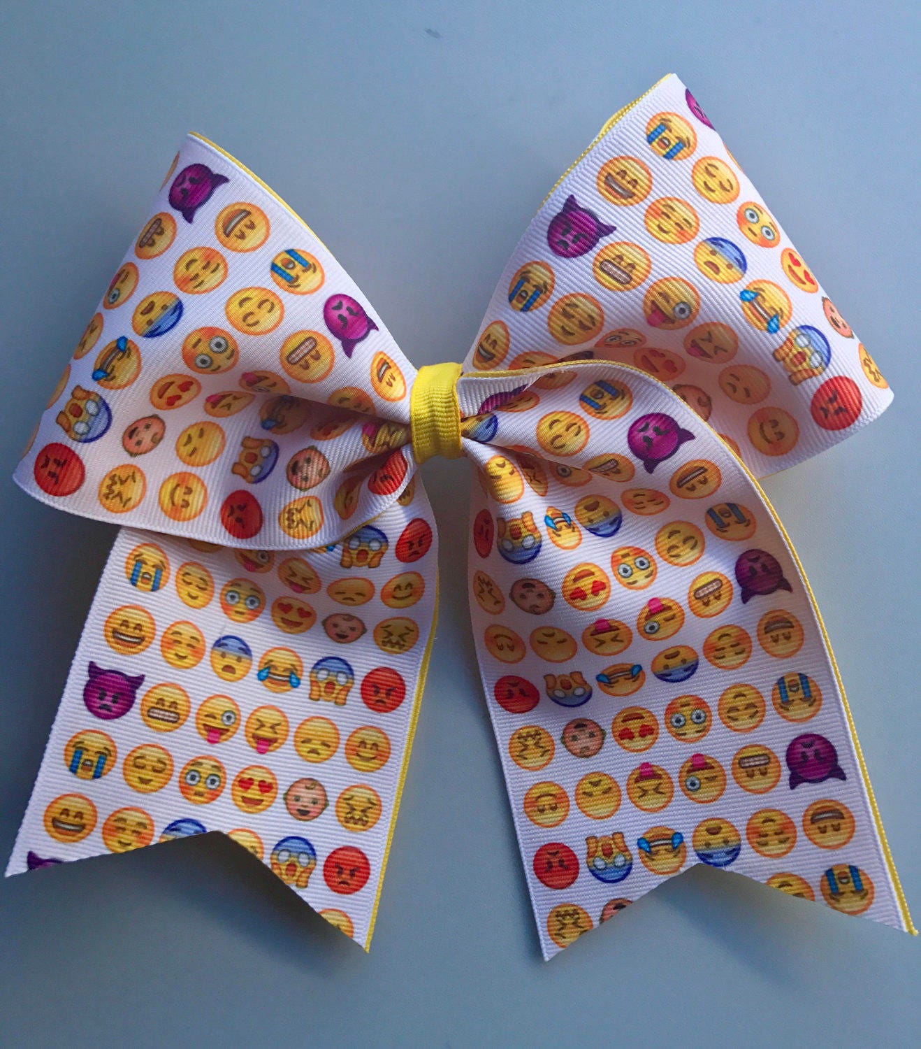 Emoji Bows Emoji Hair Bow Emoji Faces Hair Bow Big Cheer Etsy