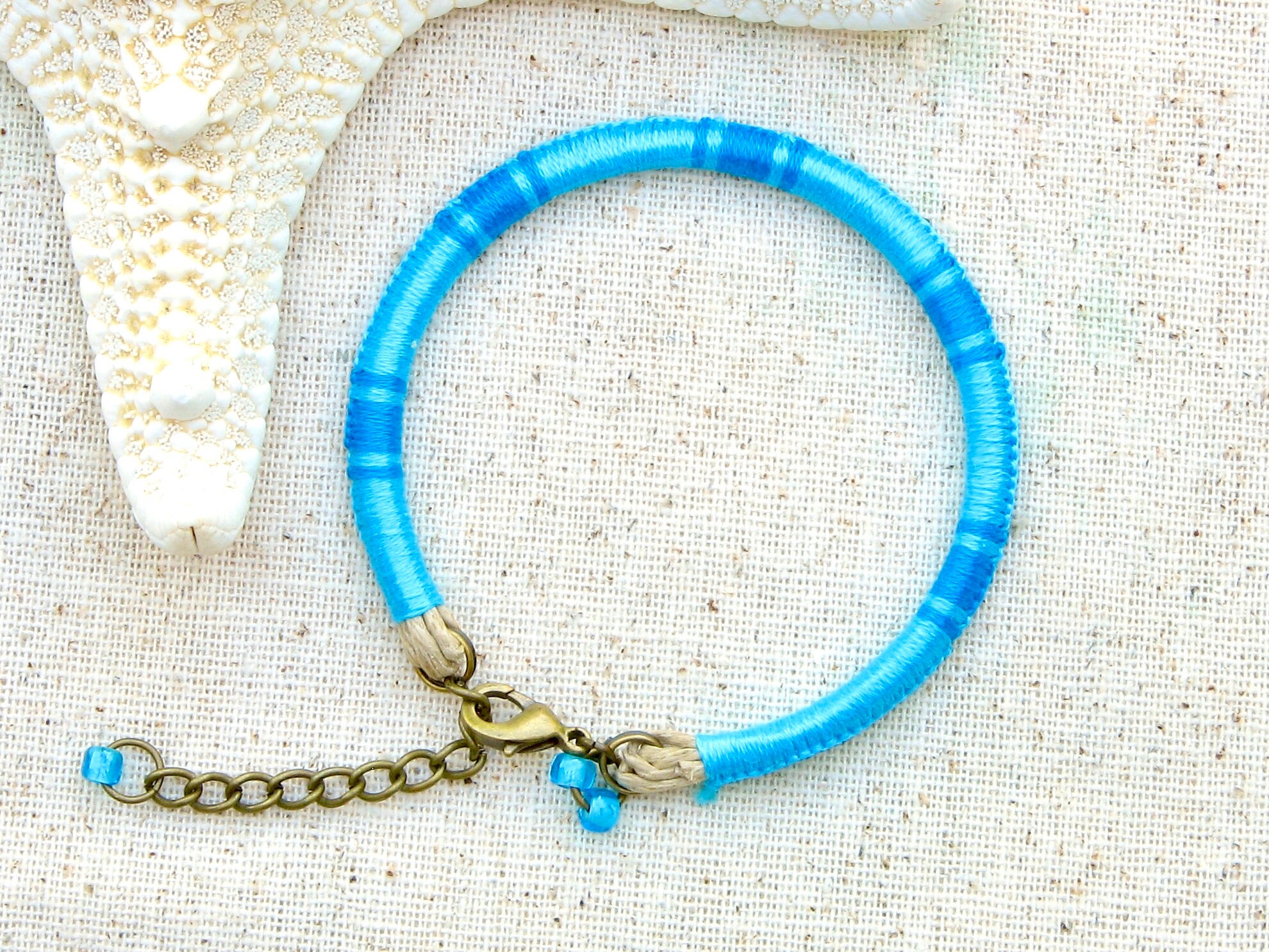 Sky Blue thread bracelet . blue embroidery floss bracelet . Etsy