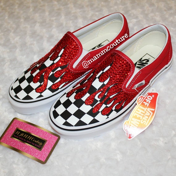 vans slip on red drip