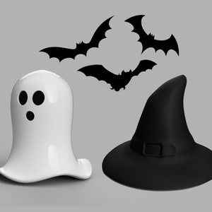 Halloween Bats Ghost Witch&#39;s hat 3D Model STL files