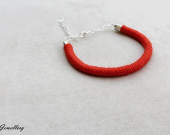 Handmade / minimalist / tangerine / orange / rope / woven / bracelet