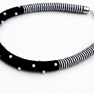 Statement rope necklace/rope jewelry/handmade jewelry/polka dot/black and white/black/stripes/beads/for her/gift ideas/summer necklace image 3