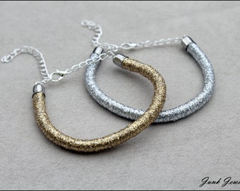 Handmade jewellery / minimalist / silver / gold / rope jewelry / rope bracelet