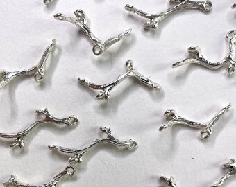 Silver plated copper branch findings, set of 36 for jewelry making