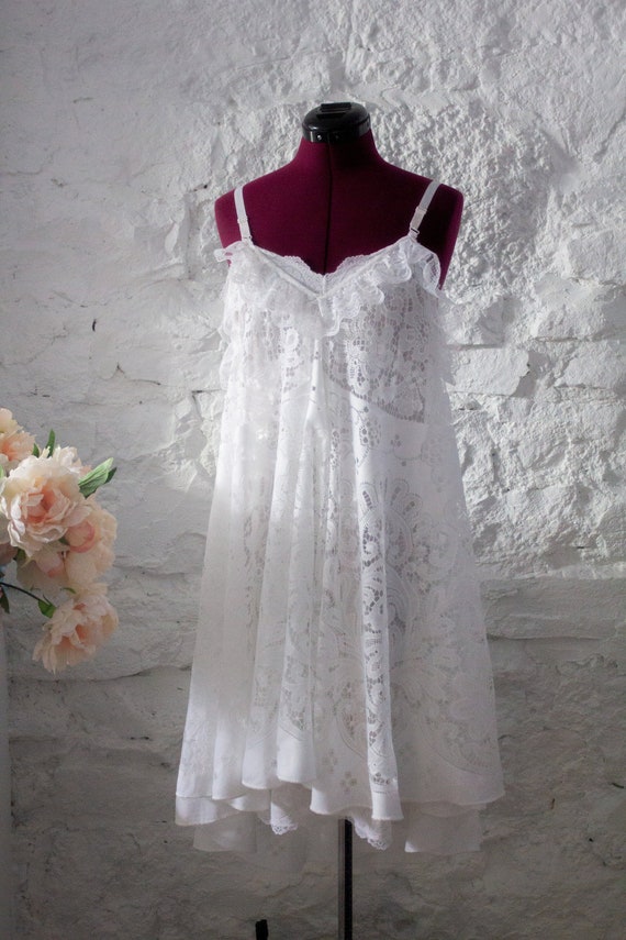 Upcycled lace short wedding dress boho festival dress | Etsy