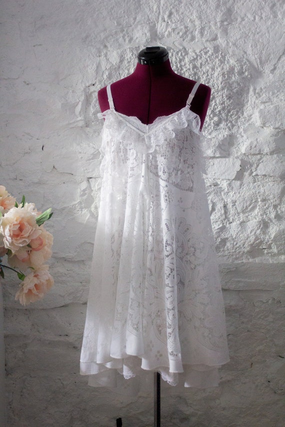 Upcycled Lace Short Wedding Dress Boho Festival Dress Etsy