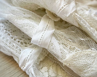 Vintage white  lace scrap mystery bundle for scrapbooking, junk journaling, slow stitch, crafts, quilting